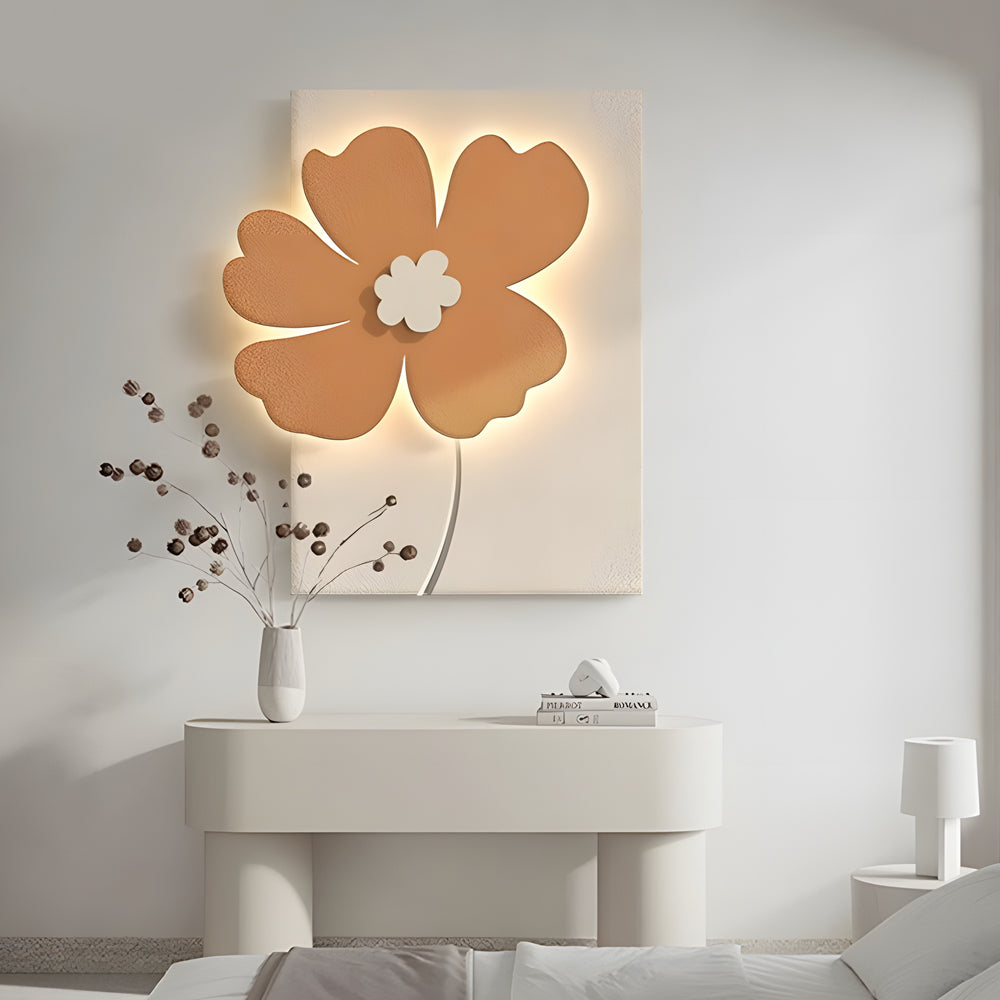Sandstone Flower Relief LED Wall Art, Textured Backlit Panel