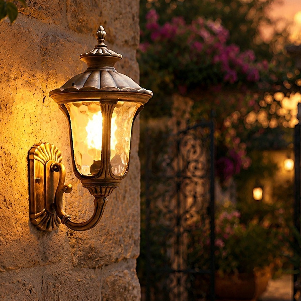 Scalloped Dome Porch Lantern, Die Cast Aluminum Outdoor Sconce