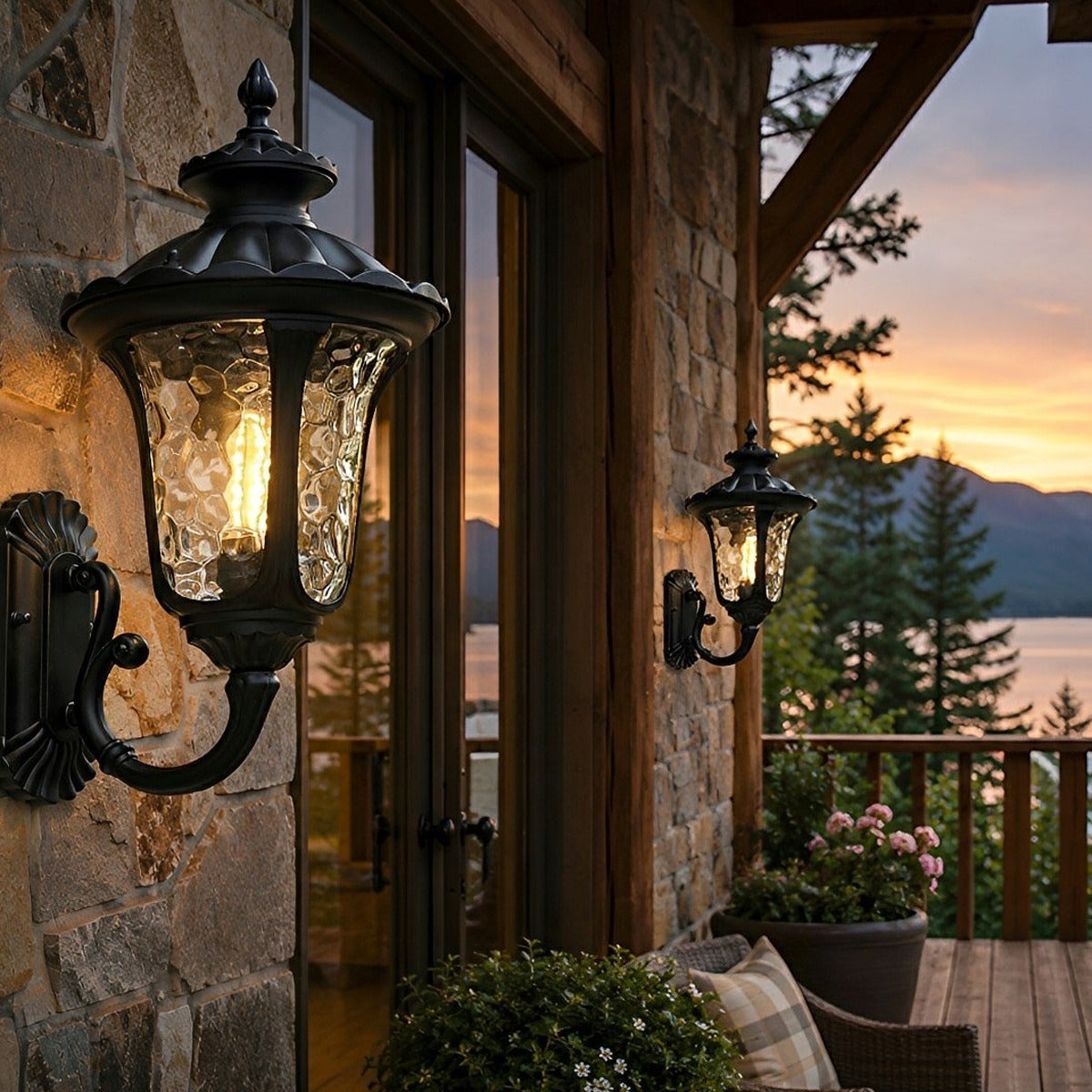Scalloped Dome Porch Lantern, Die Cast Aluminum Outdoor Sconce 2