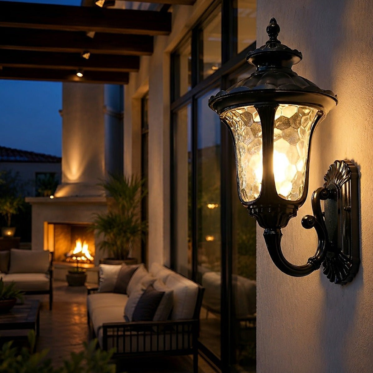 Scalloped Dome Porch Lantern, Die Cast Aluminum Outdoor Sconce 3