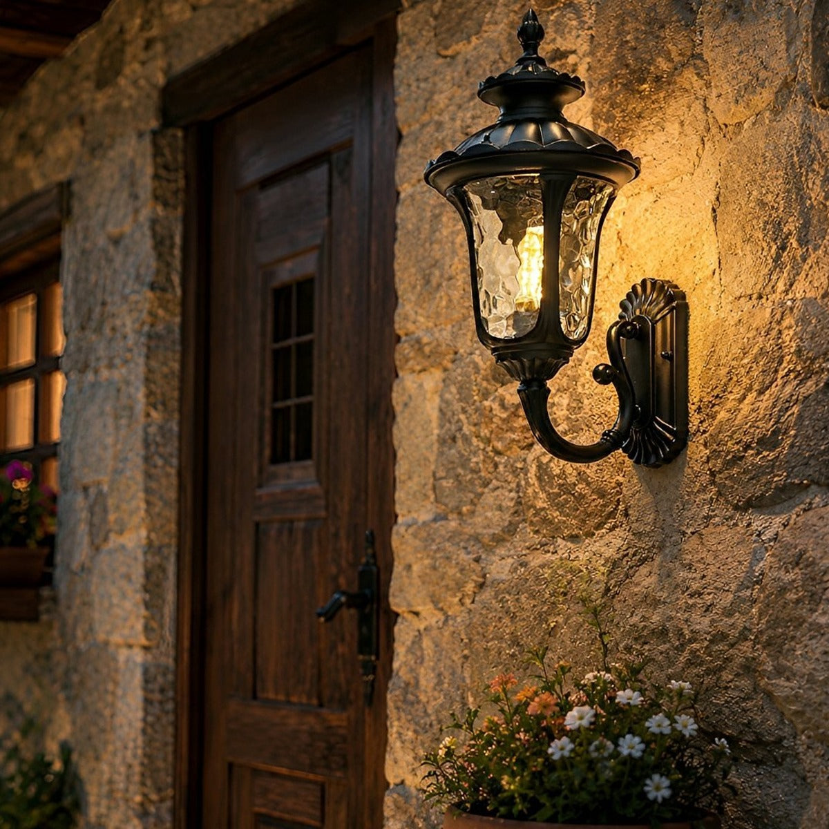 Scalloped Dome Porch Lantern, Die Cast Aluminum Outdoor Sconce 5