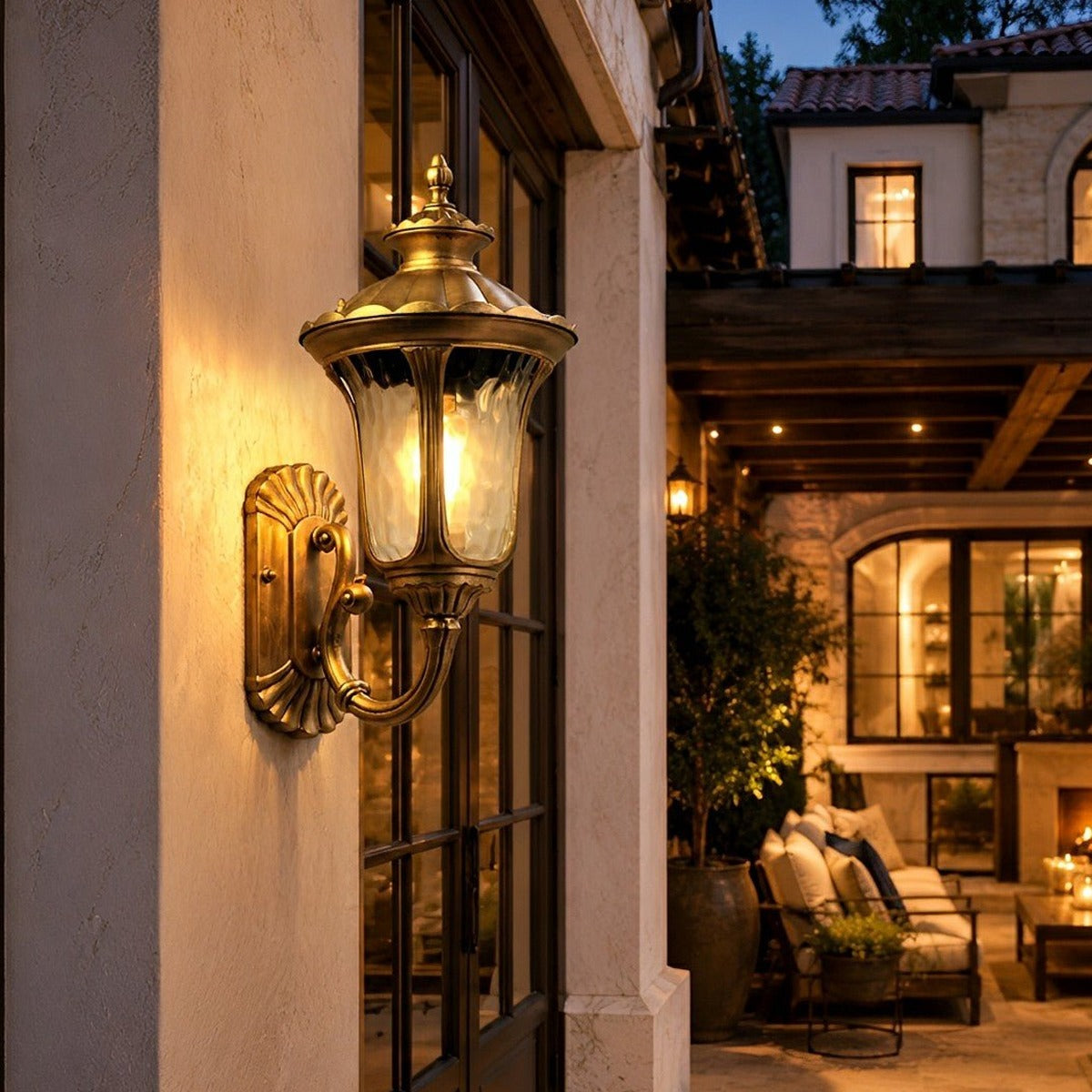 Scalloped Dome Porch Lantern, Die Cast Aluminum Outdoor Sconce 7