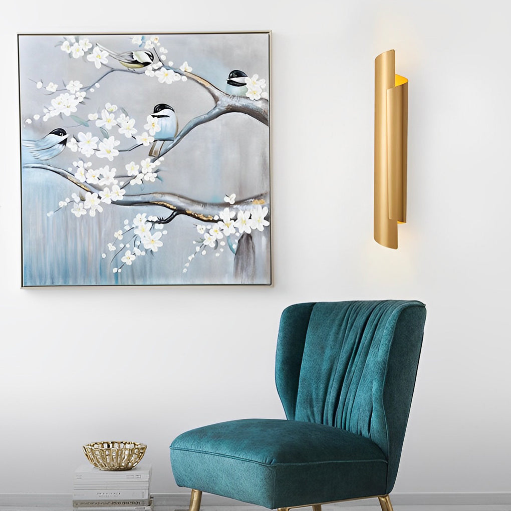 Scroll Curve Wall Sconce, Gold and Black Up and Down Light