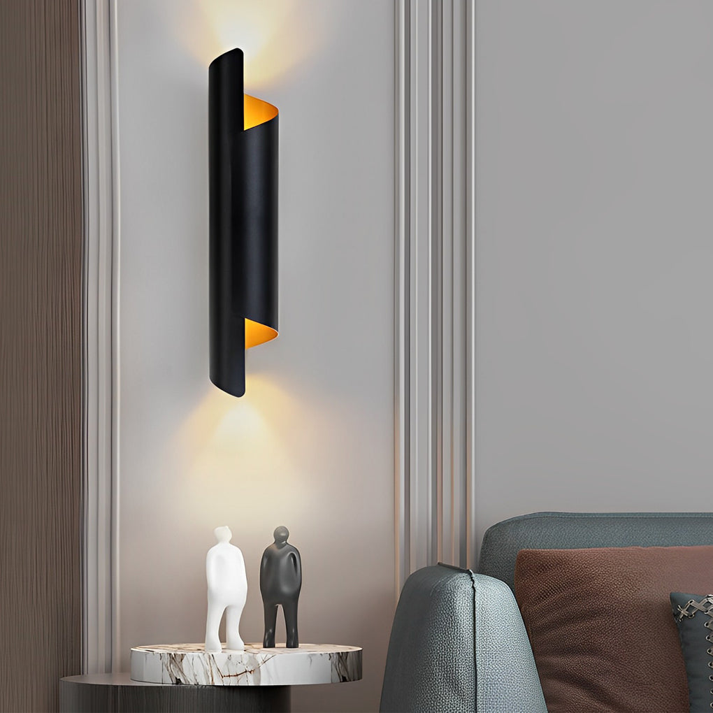 Scroll Curve Wall Sconce, Gold and Black Up and Down Light