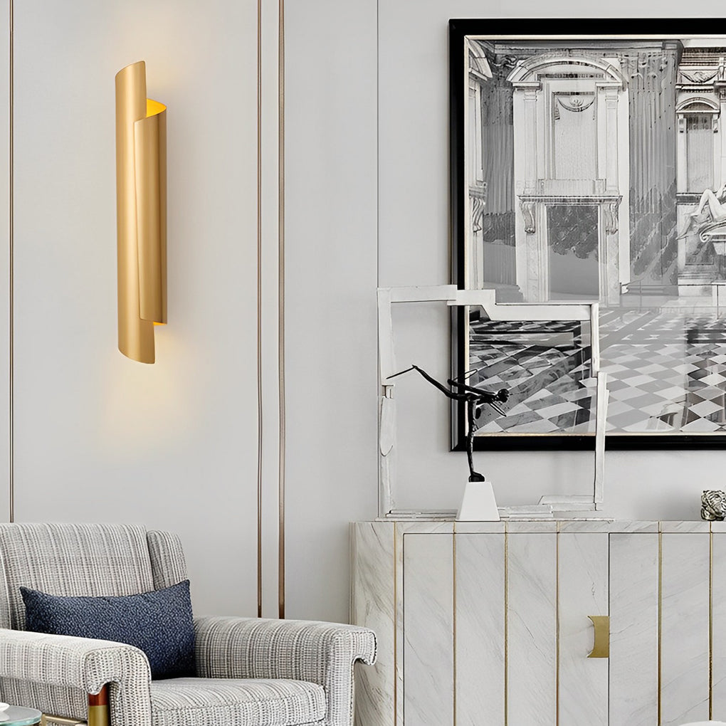 Scroll Curve Wall Sconce, Gold and Black Up and Down Light