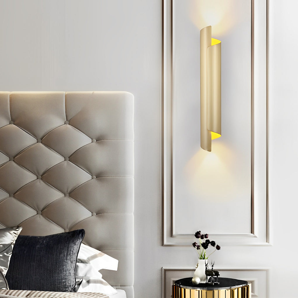 Scroll Curve Wall Sconce, Gold and Black Up and Down Light