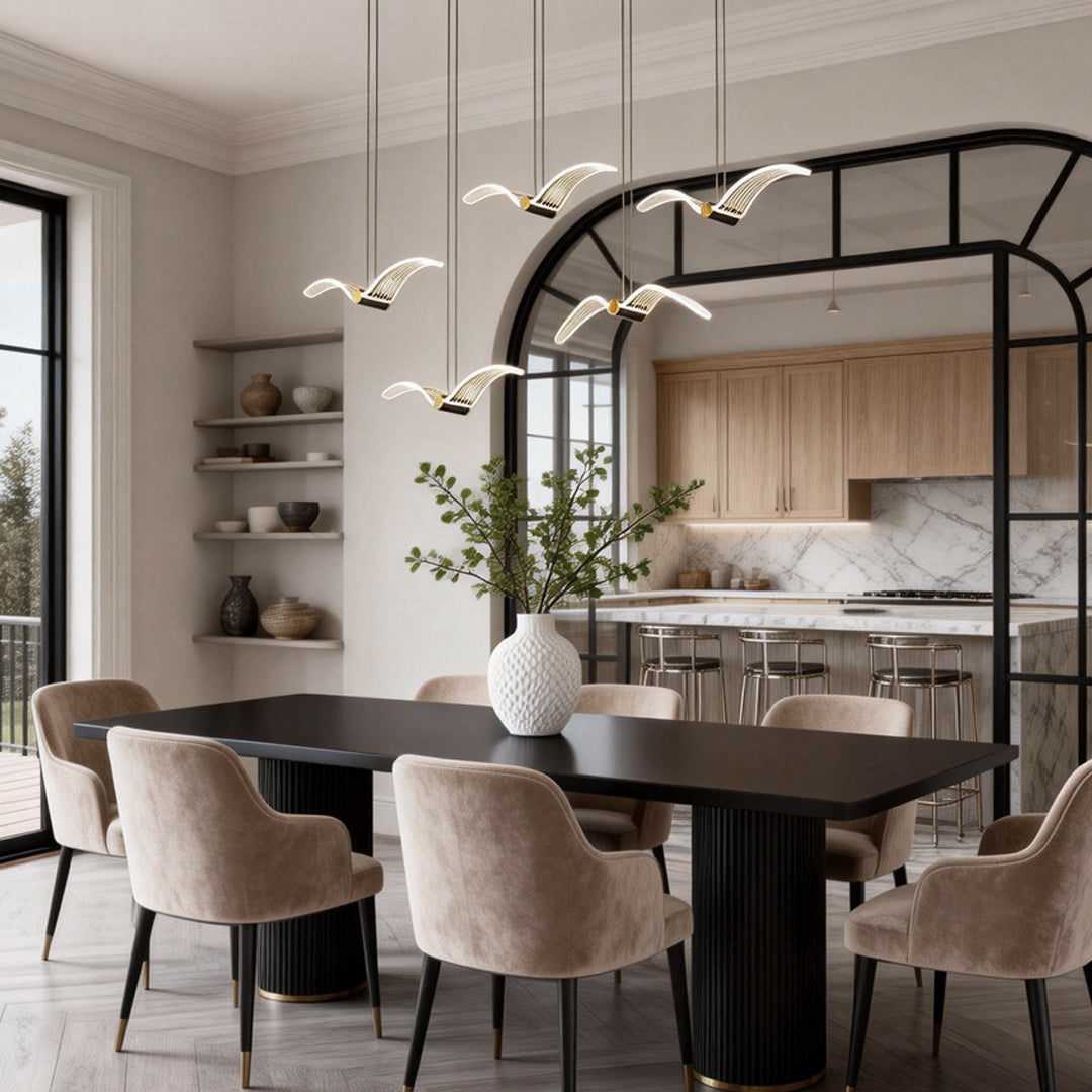 Seagull Flock LED Linear Chandelier, Acrylic Wing Pendant Light