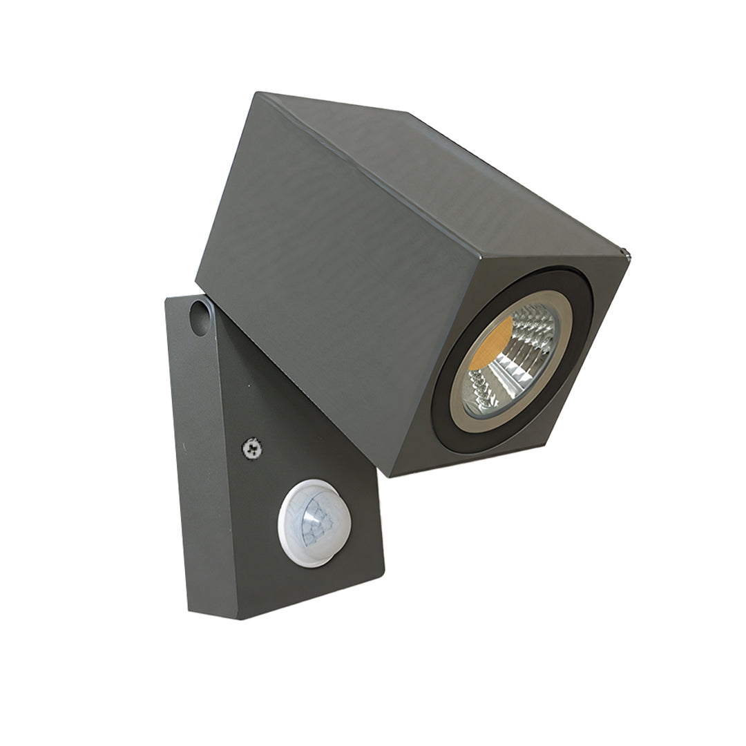 Adjustable Cube Outdoor Wall Light, Black Aluminum Spotlight Sconce 15