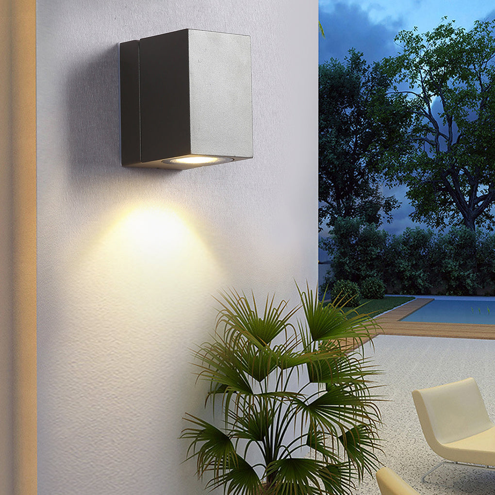 Adjustable Cube Outdoor Wall Light, Black Aluminum Spotlight Sconce 3