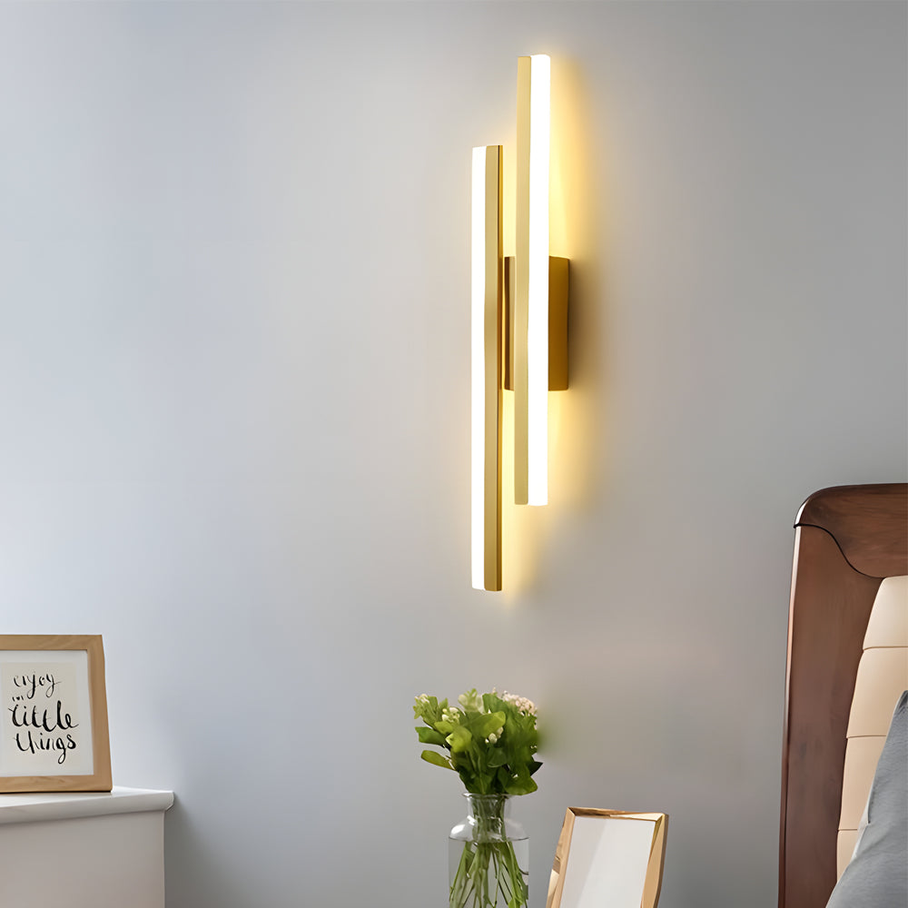 Staggered Twin Bar Sconce, Black or Gold LED Wall Light