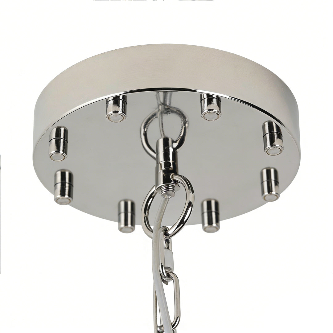 Acrylic Arch Candle Chandelier, Silver Metal Modern Ceiling Light 7