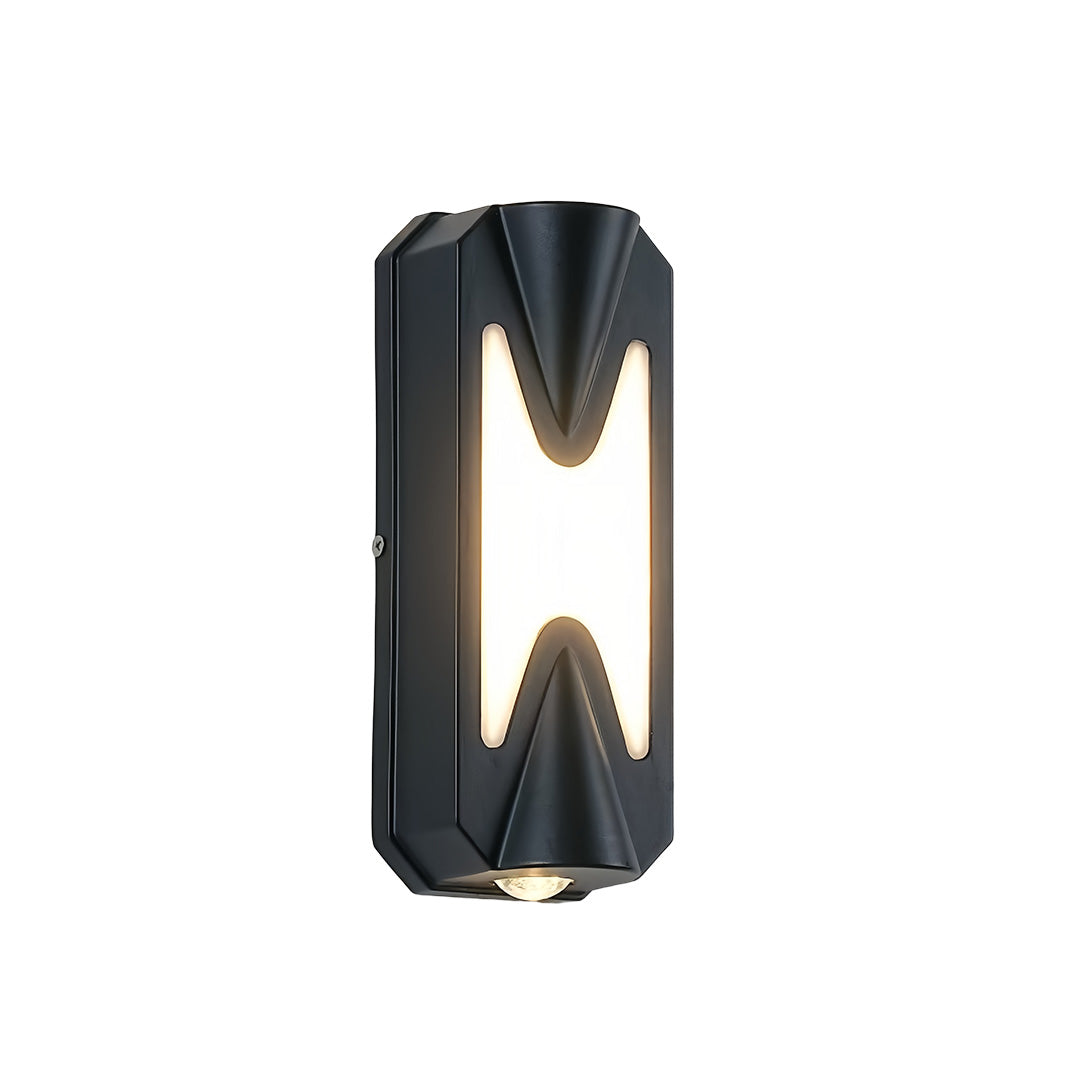 Faceted Geometric Outdoor Wall Light, Black Patio Sconce