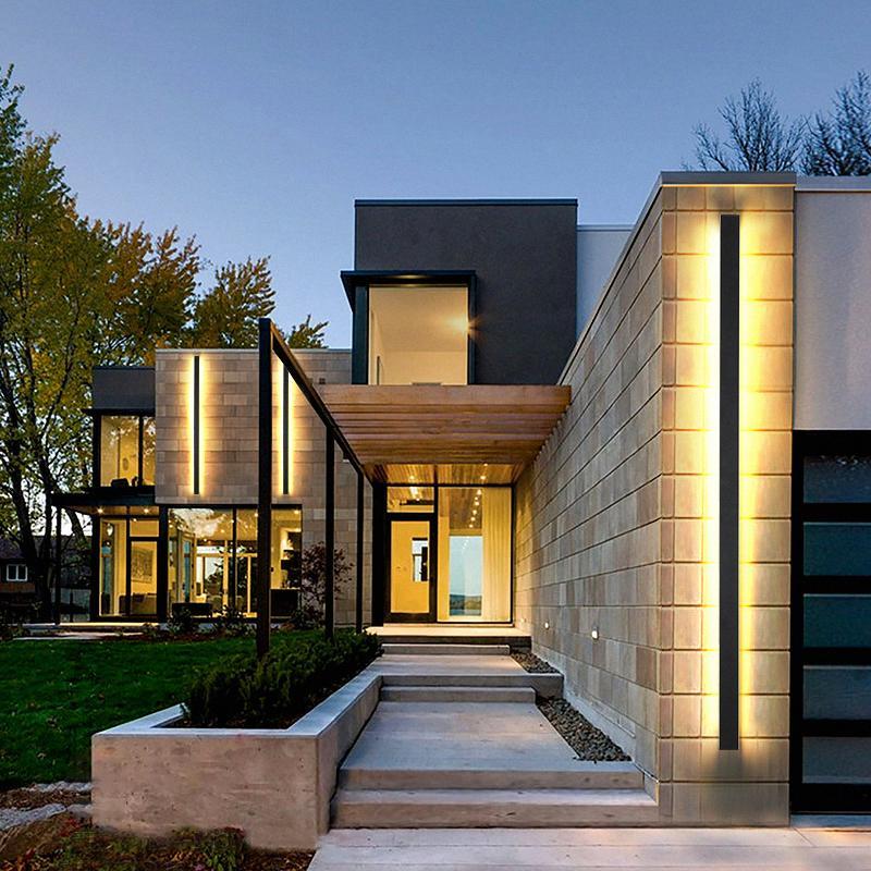 Linear Outdoor Wall Light, Minimalist Black LED Fixture