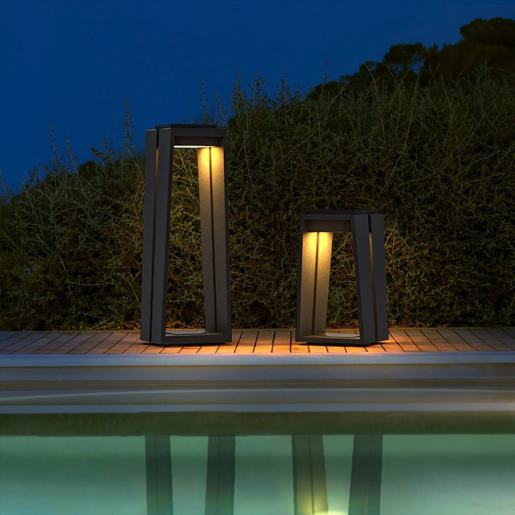 Tapered Trapezoid Solar Deck Light, Modern Landscape Path Light