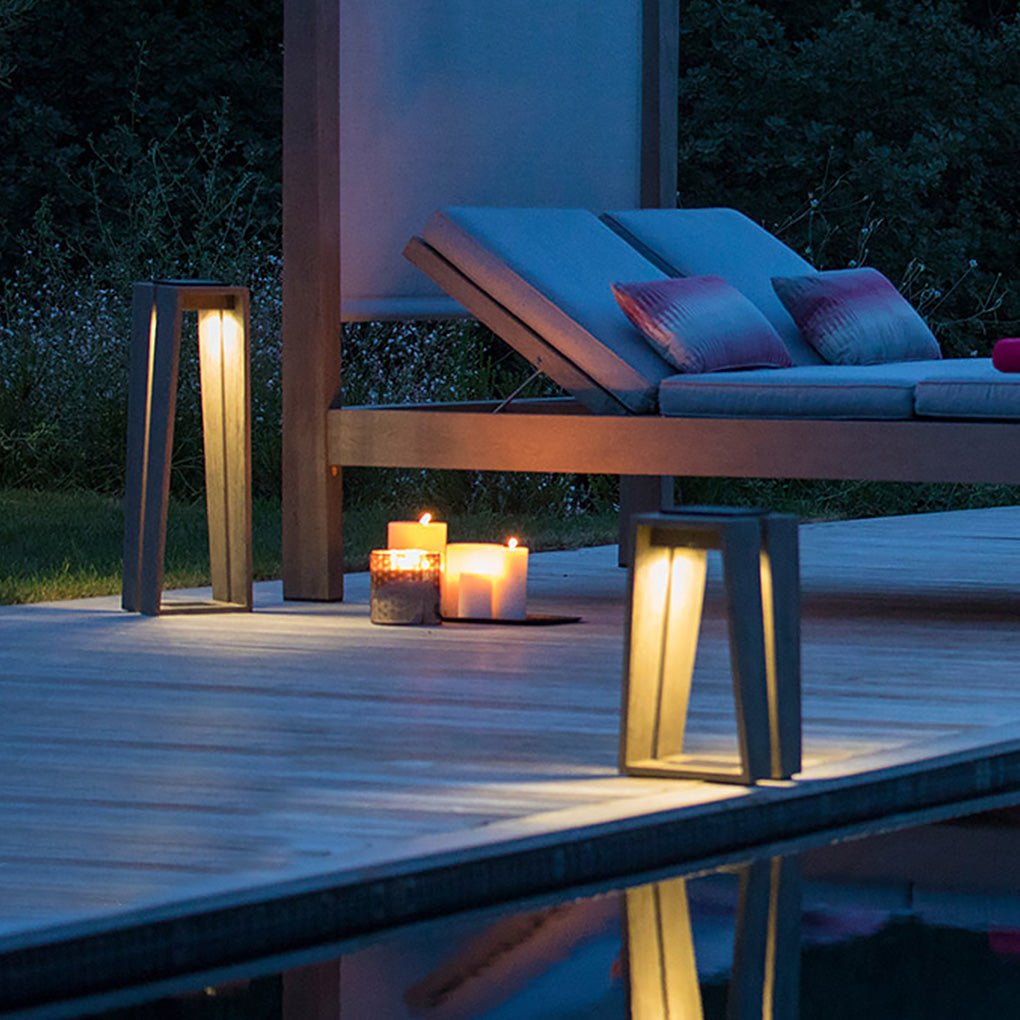 Tapered Trapezoid Solar Deck Light, Modern Landscape Path Light