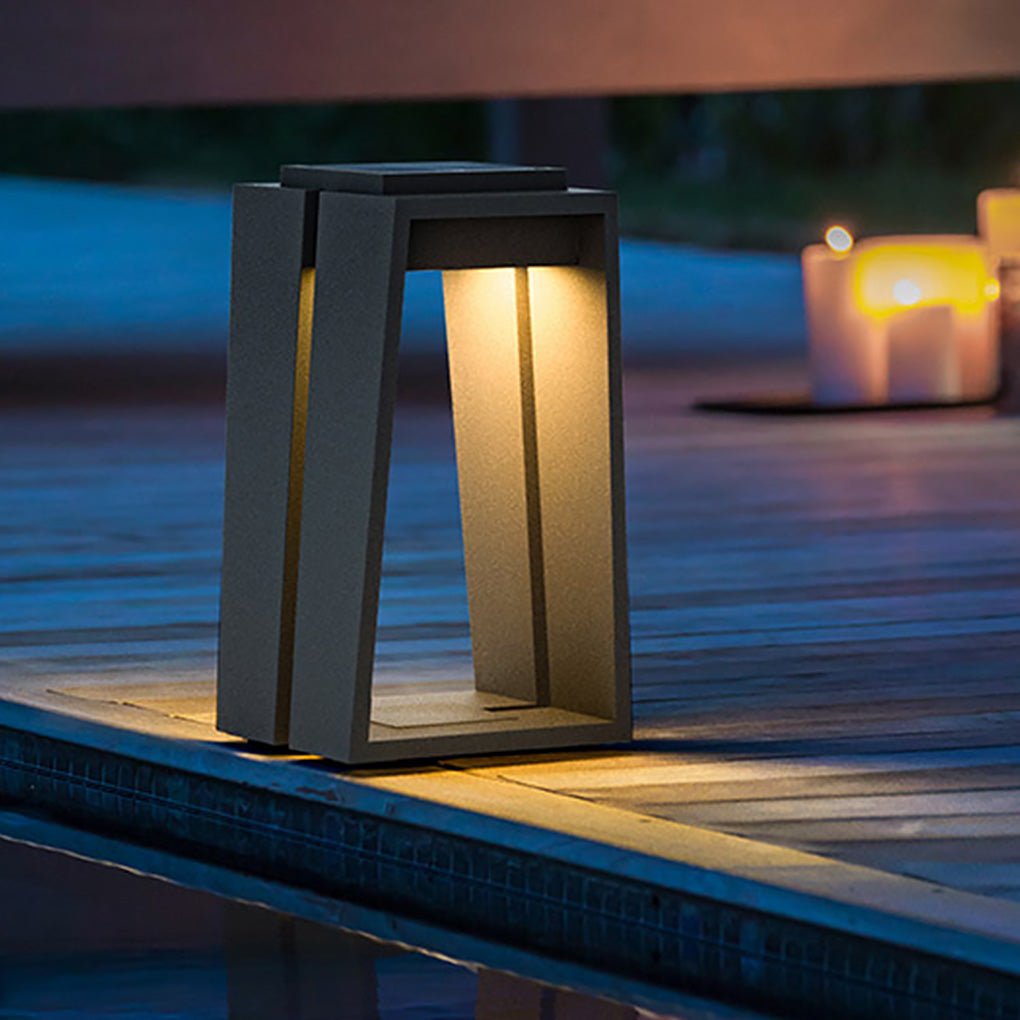 Tapered Trapezoid Solar Deck Light, Modern Landscape Path Light