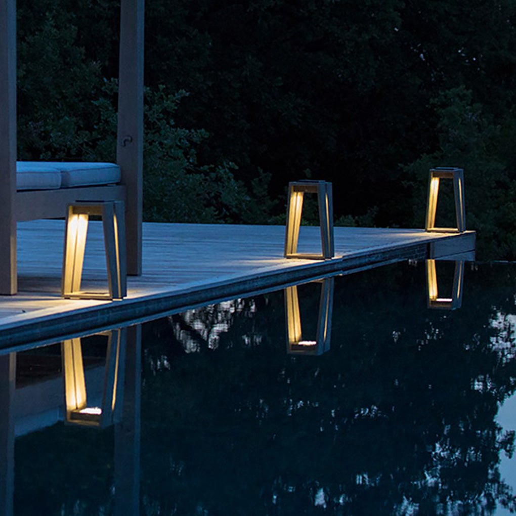 Tapered Trapezoid Solar Deck Light, Modern Landscape Path Light