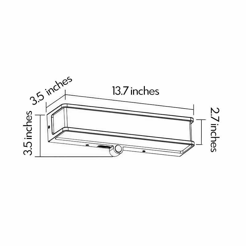Rectangular Solar Motion Wall Light, Gray Aluminum Wall Sconce