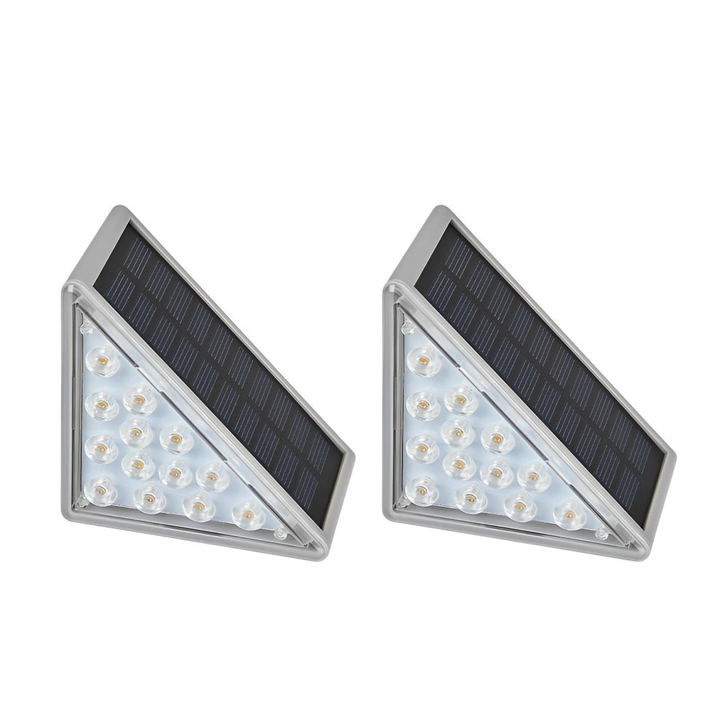 Set of 2 Triangle Solar Step Lights, Gray Outdoor Stair Lights 14