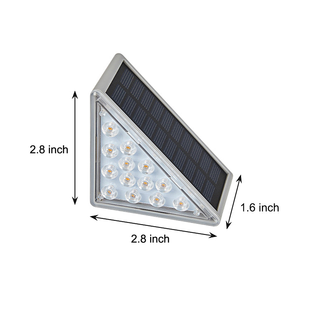 Set of 2 Triangle Solar Step Lights, Gray Outdoor Stair Lights 15