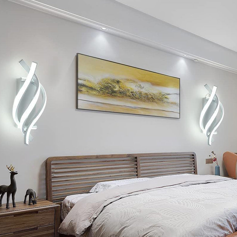 Twist Spiral Wall Sconce, Black and White Metal Wall Light