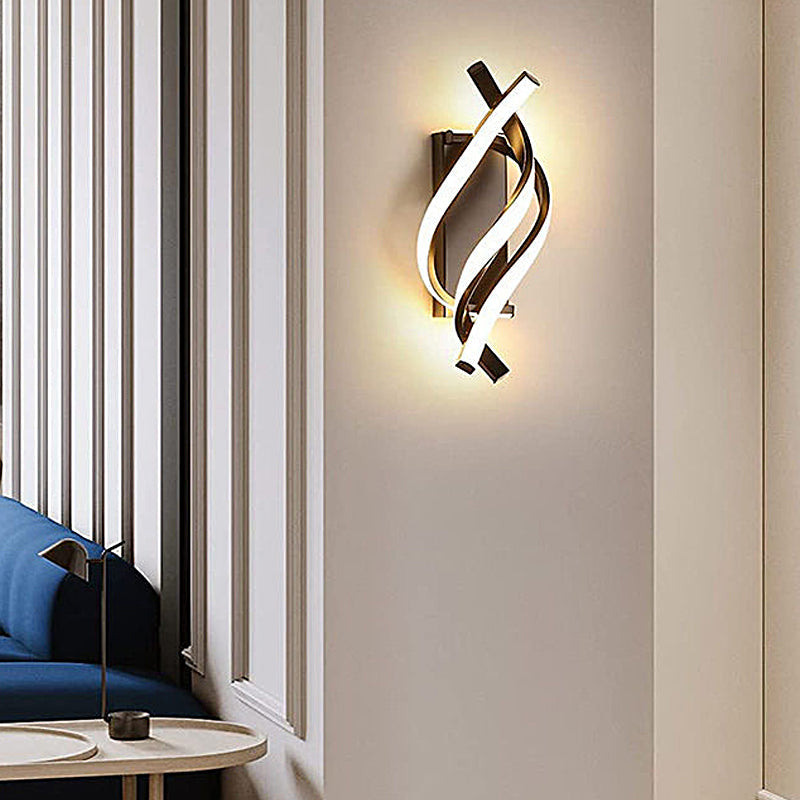 Twist Spiral Wall Sconce, Black and White Metal Wall Light