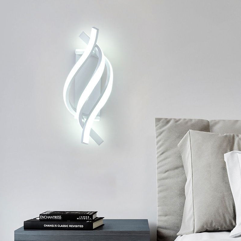 Twist Spiral Wall Sconce, Black and White Metal Wall Light