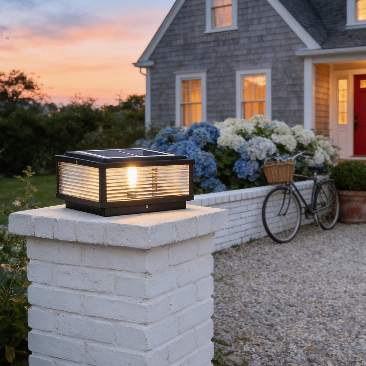 Square Pillar Light, Solar, 15.7 in