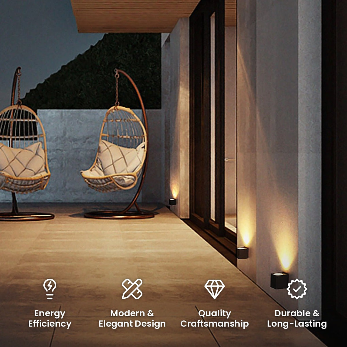 Square Up and Down Wall Light: energy efficiency, modern and elegant design, quality craftsmanship, durable and long-lasting