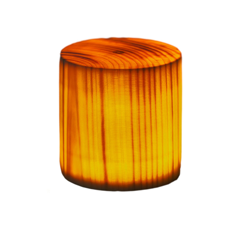 Wood Grain Accent Table Lamp, Rechargeable LED Bedside Light