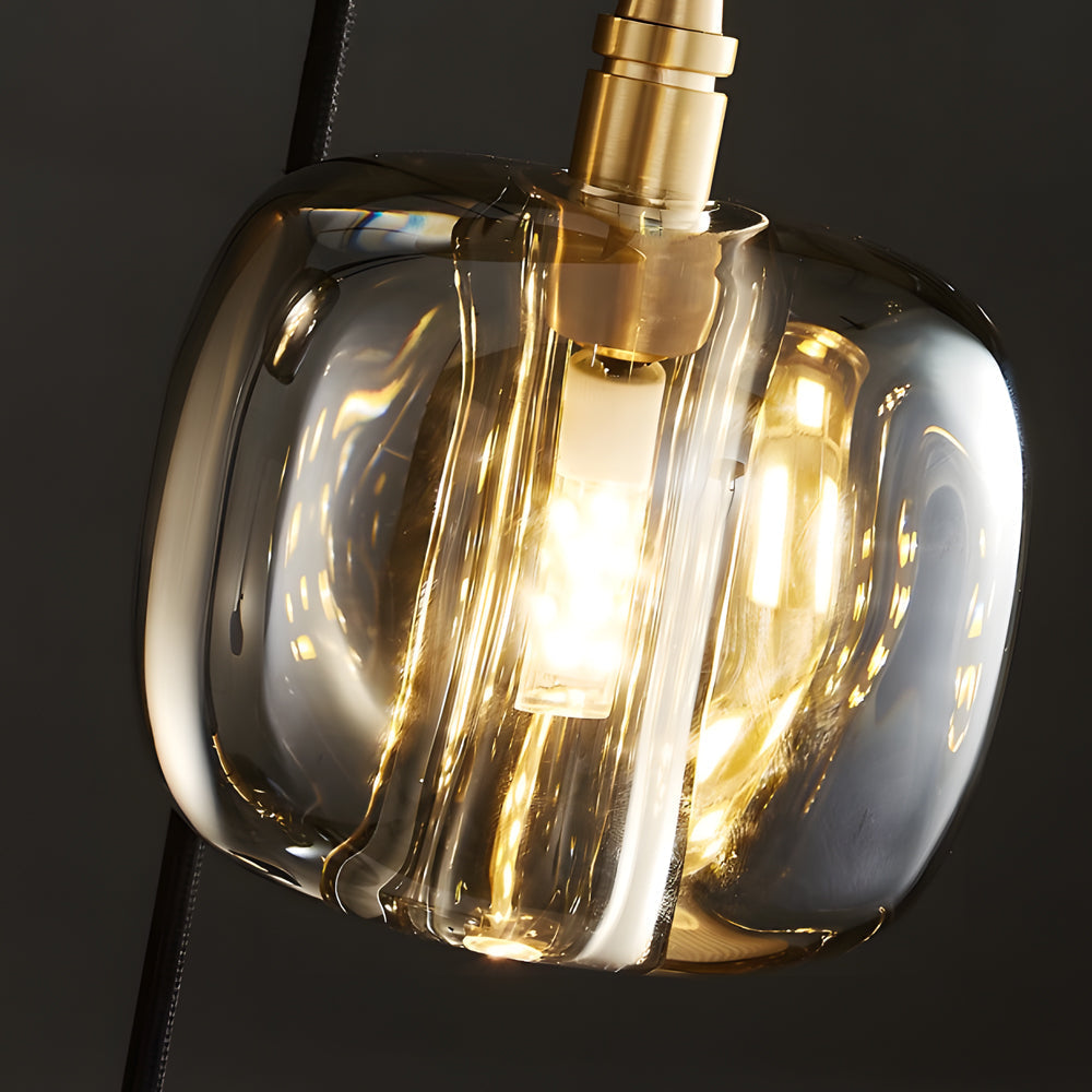 Crystal Cube Spiral Staircase Chandelier, Copper Long Drop Light 15