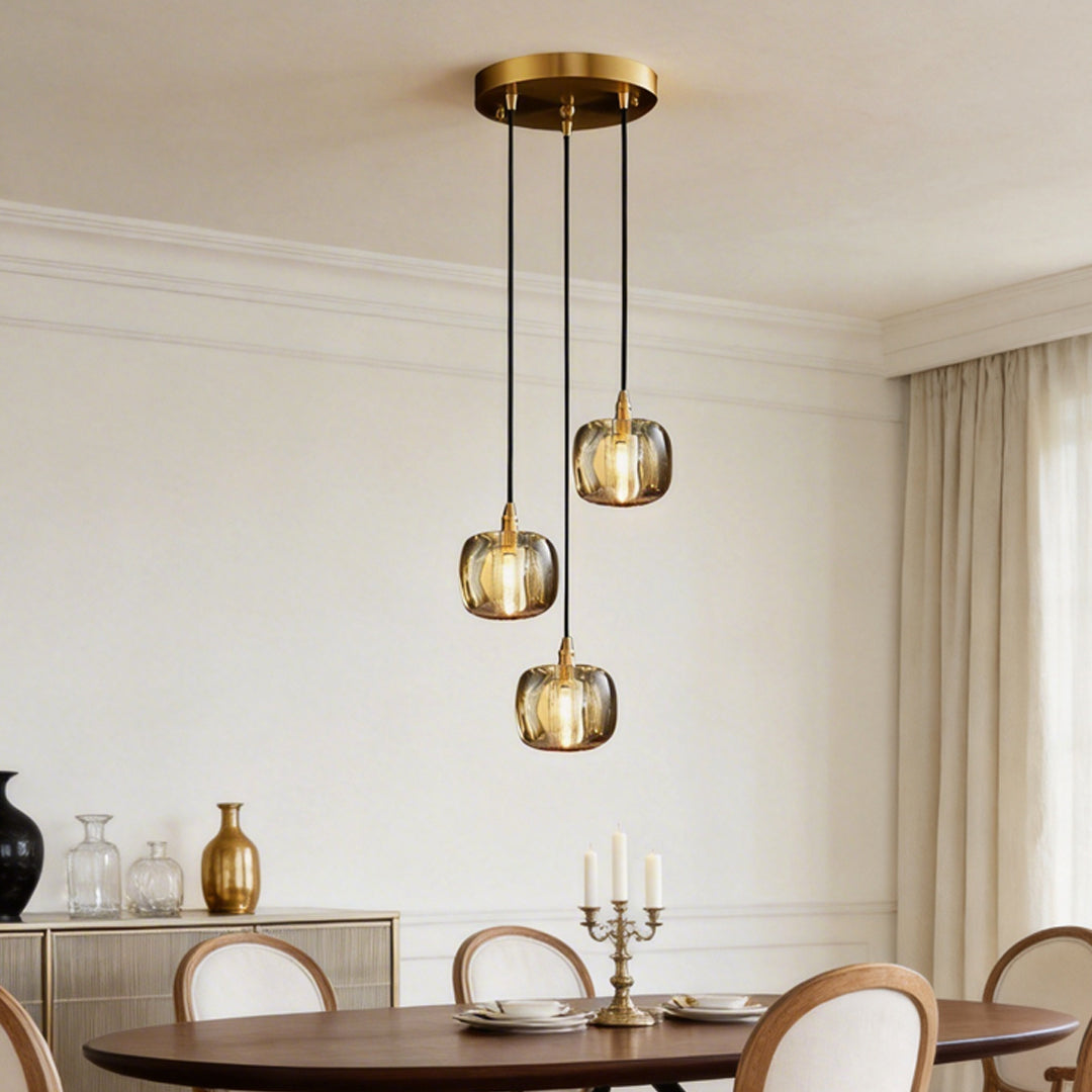 Crystal Cube Spiral Staircase Chandelier, Copper Long Drop Light