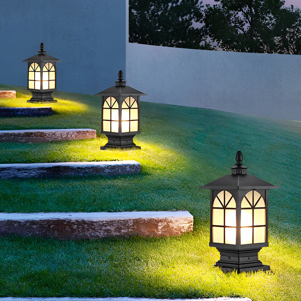 Lantern Pillar Light, Die Cast Aluminum Fence Post Cap Light 12