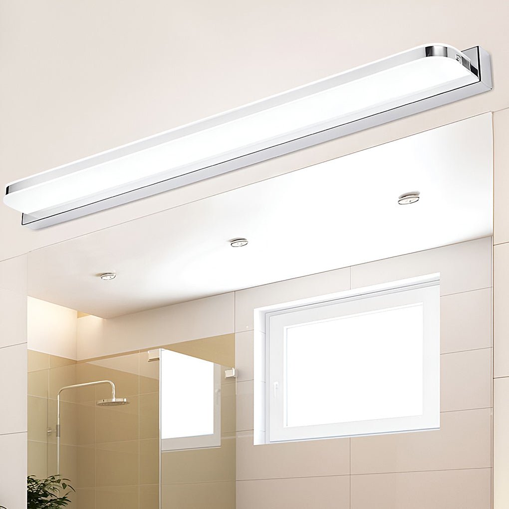Mirror Panel Vanity Light, Polished Iron LED Bath Bar