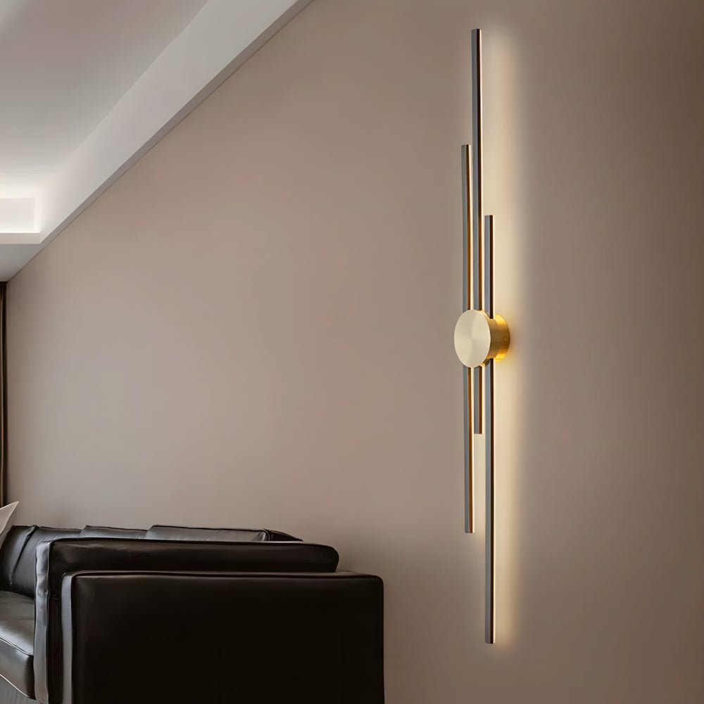 Triple Bar Linear Sconce, Iron and Acrylic Wall Light