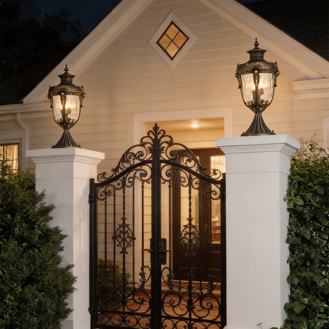 Classic Copper Column Light, Antique Copper Glass Pillar Light