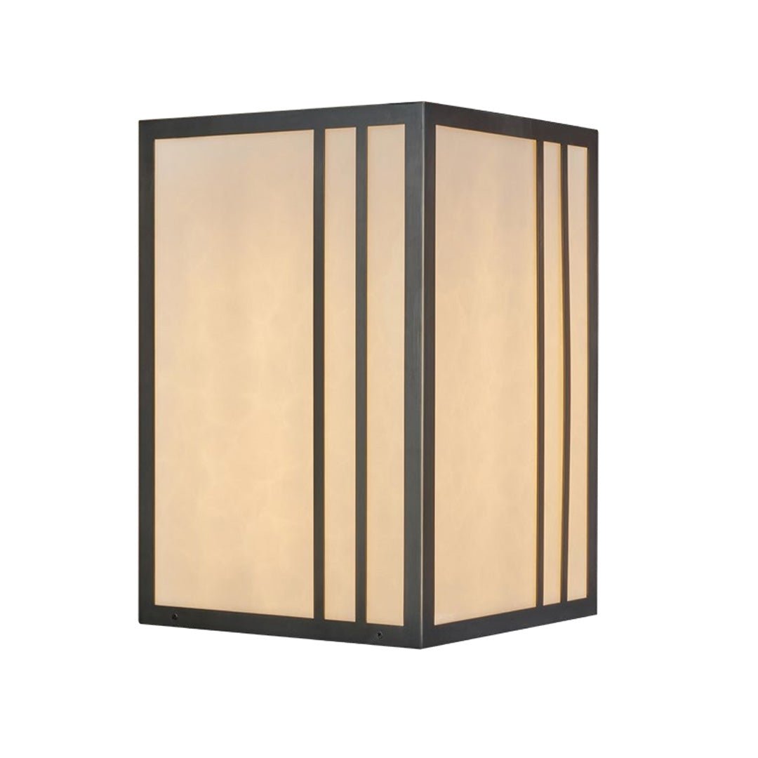 Marble Shade Pillar Light, Black Copper Outdoor Post Cap Light
