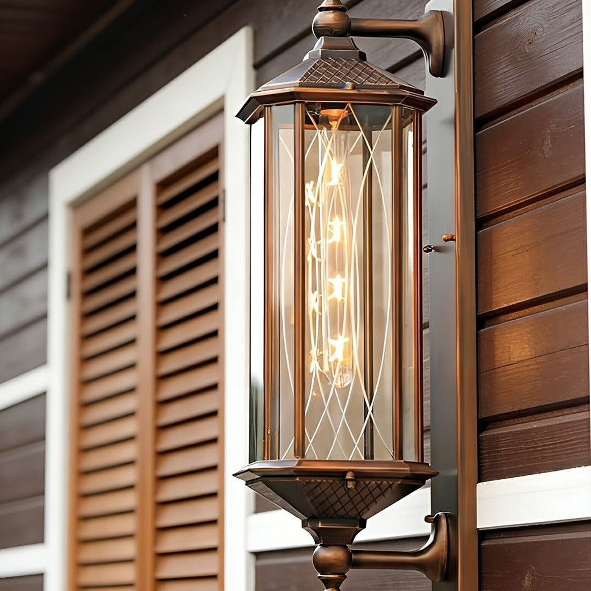 Tall Column Carriage Lantern, Coffee Aluminum Outdoor Wall Light