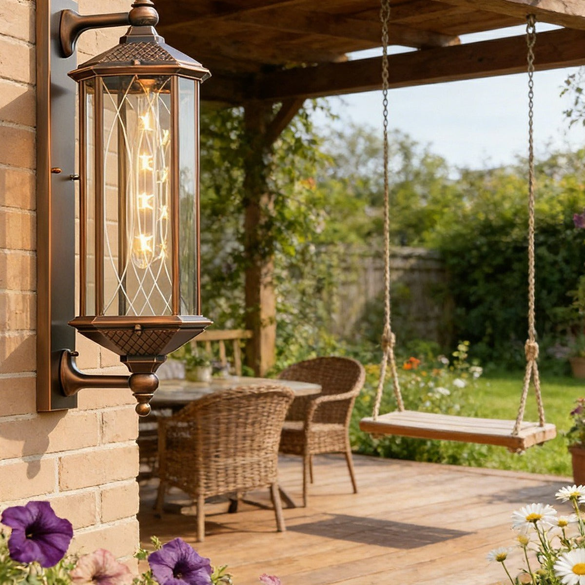 Tall Column Carriage Lantern, Coffee Aluminum Outdoor Wall Light 2