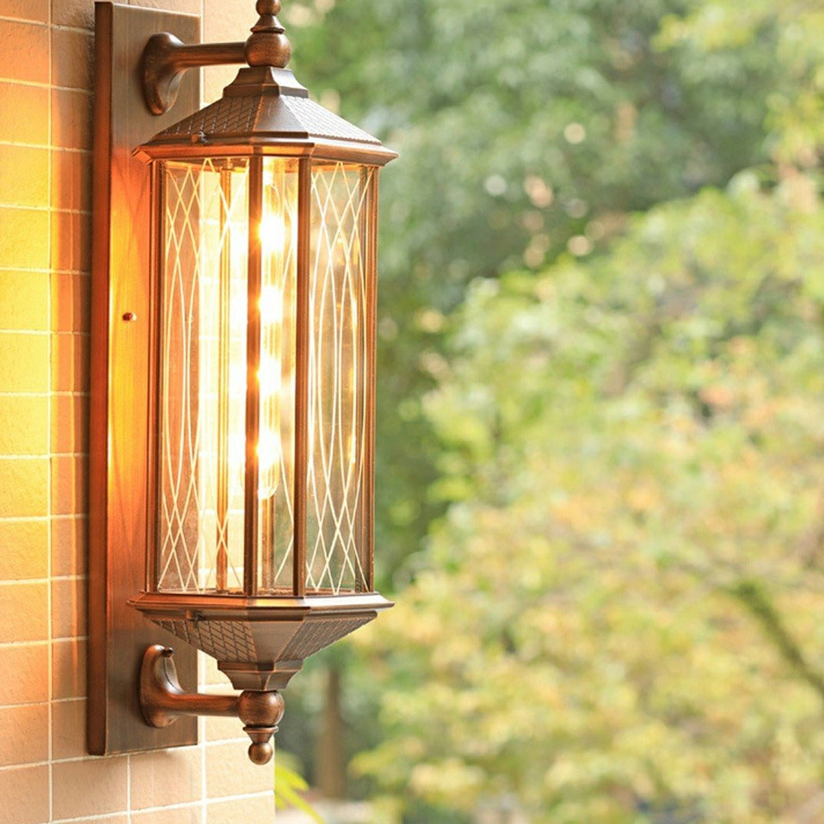 Tall Column Carriage Lantern, Coffee Aluminum Outdoor Wall Light 4