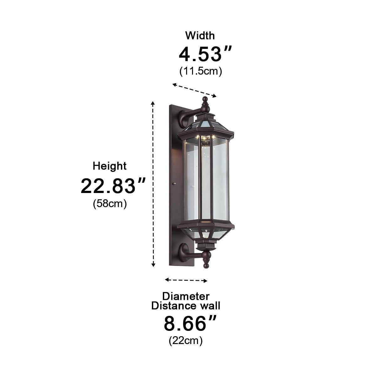 Tall Column Wall Lantern, Dark Bronze Aluminum Porch Light 12