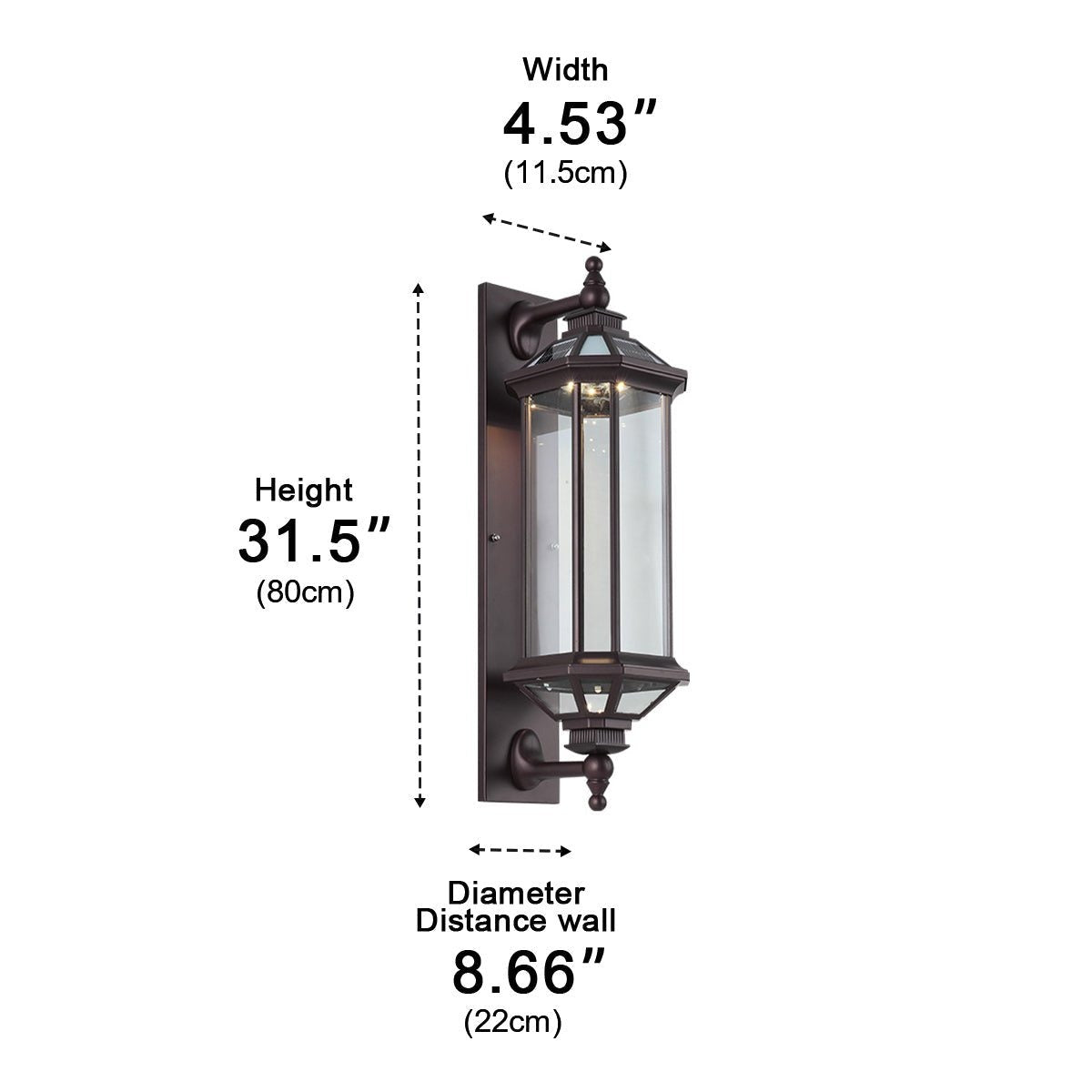 Tall Column Wall Lantern, Dark Bronze Aluminum Porch Light 13
