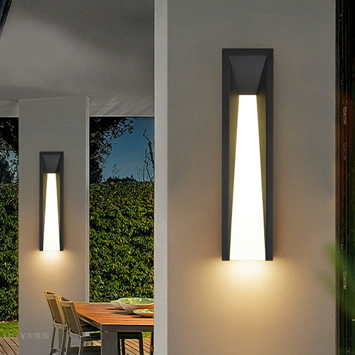 Tapered Slot Wall Light, Black Iron Outdoor Wall Sconce