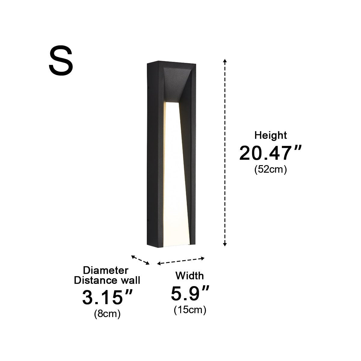 Tapered Slot Wall Light, Black Iron Outdoor Wall Sconce 13