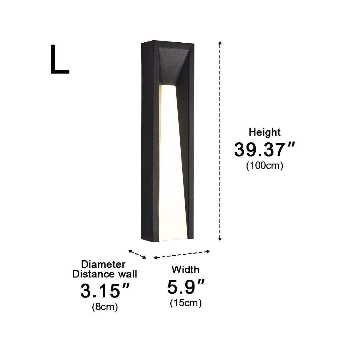 Tapered Slot Wall Light, Black Iron Outdoor Wall Sconce 14