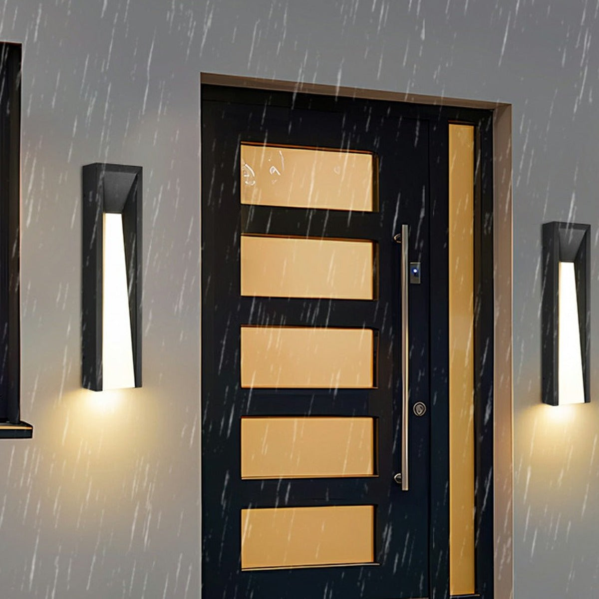 Tapered Slot Wall Light, Black Iron Outdoor Wall Sconce 4