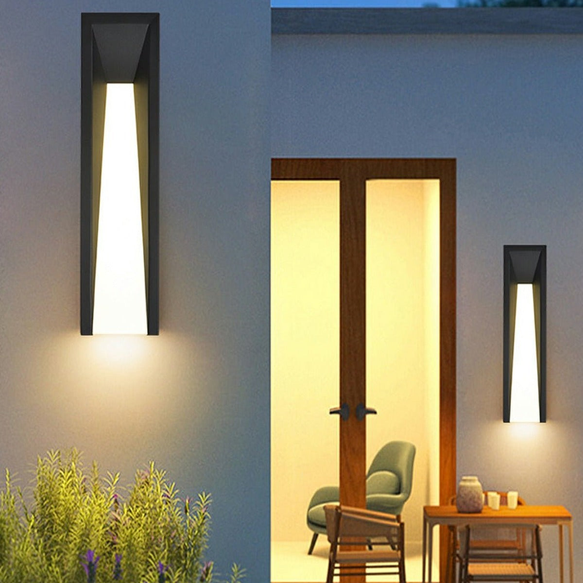 Tapered Slot Wall Light, Black Iron Outdoor Wall Sconce 6
