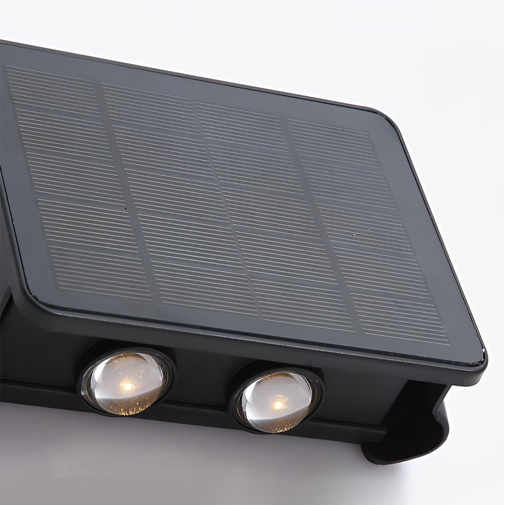 Up and Down Solar Wall Sconce, Black Weatherproof Outdoor Light
