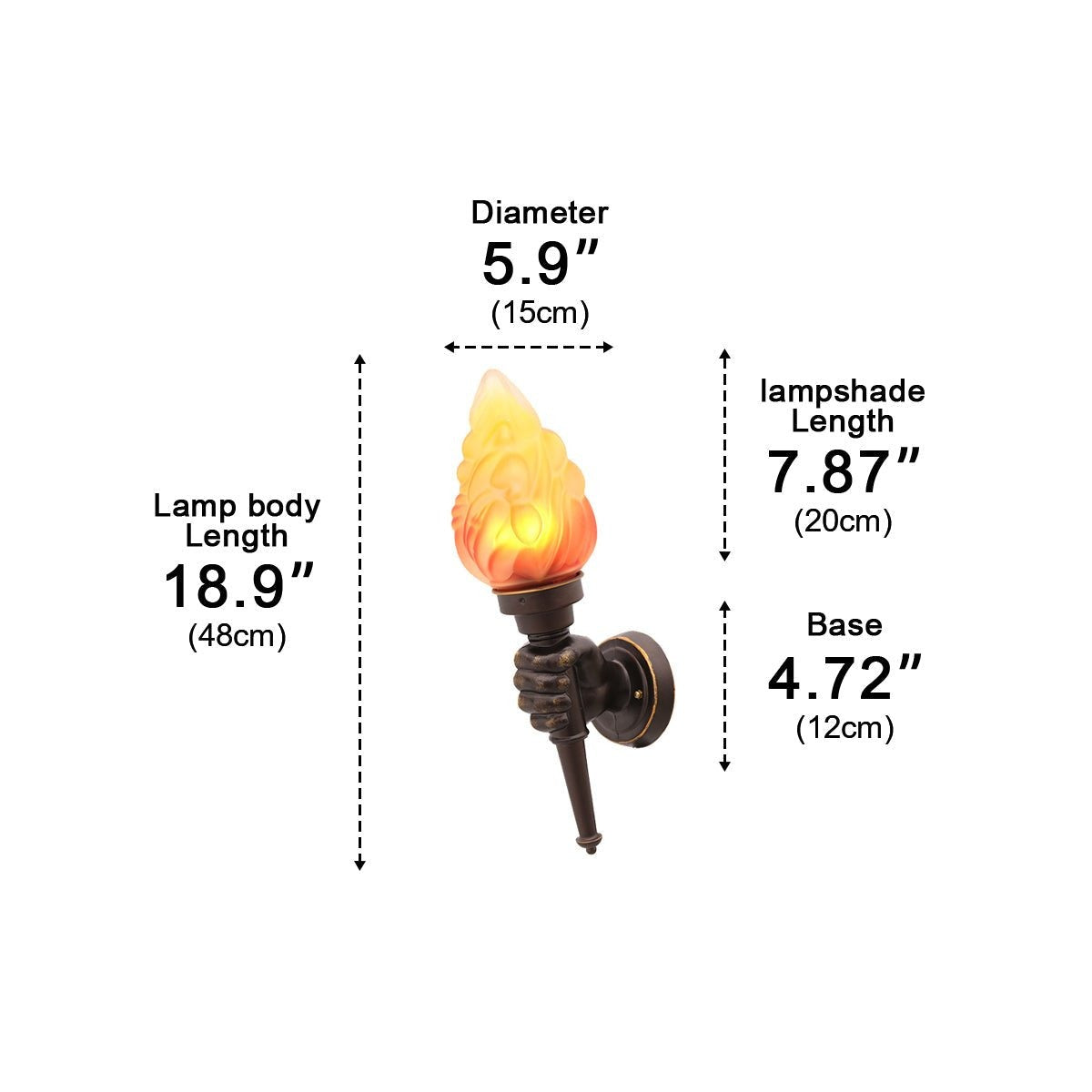 Torch Bearer Flame Wall Sconce, Coffee Aluminum Porch Light 10