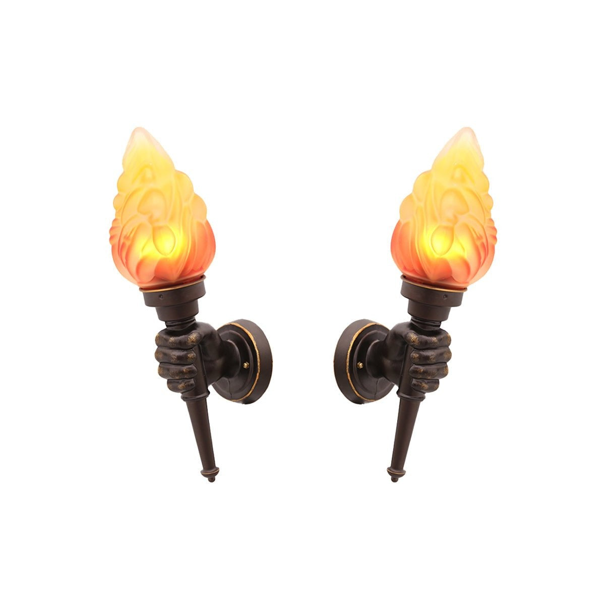 Torch Bearer Flame Wall Sconce, Coffee Aluminum Porch Light 9